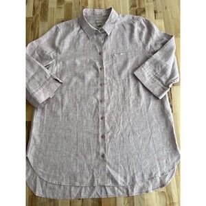 Chico's No Iron Linen 3/4 Sleeve Collared Tunic Top Heathered Purple 3 (XL 16)